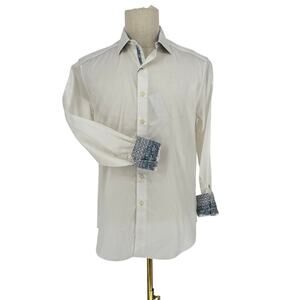 Robert Graham Button Front Shirt Long Sleeve Woven *AS IS* Solid White STAINED M